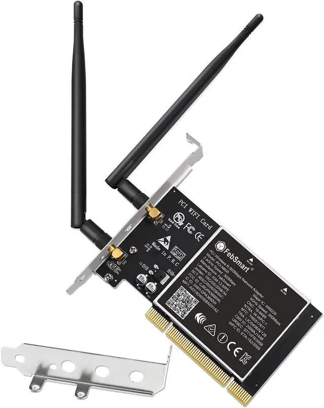 Main image of FebSmart Wireless N Dual Band 600Mbps (2.4GHz 300Mbps or 5GHz 300Mbps) PCI WiFi Adapter for Windows 11, 10, 8.x, 7, XP (32/64bit) and Windows Server Desktop PCs, PCI Interface WiFi Card (PCI-N600)