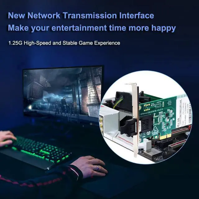 Alt view image 5 of 5 - Gigabit Fiber Network Card NIC - SC Port 1000Mbps PCI Express Ethernet LAN Adapter Compatible with Windows Server/Windows/Linux/Vista, 20KM Over Duplex Fiber SMF Converged Network Adapter