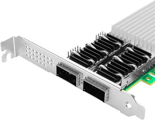 Alt view image 2 of 5 - Vogzone 100Gb PCI-E NIC Network Card for Intel E810-CQDA2, 25GbE/50GbE/100GbE Dual QSFP28 Ports, with Intel E810 CAM2 Chip,100GbE PCI Express 4.0 X16 Ethernet Adapter Support RDMA iWARP/RoCEv2/UEFI