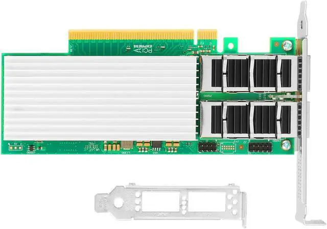 Alt view image 3 of 5 - Vogzone 100Gb PCI-E NIC Network Card for Intel E810-CQDA2, 25GbE/50GbE/100GbE Dual QSFP28 Ports, with Intel E810 CAM2 Chip,100GbE PCI Express 4.0 X16 Ethernet Adapter Support RDMA iWARP/RoCEv2/UEFI