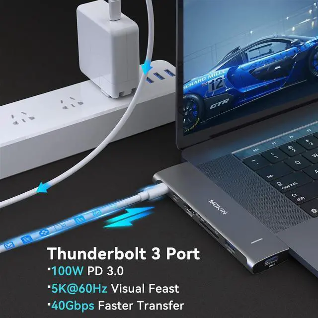 Alt view image 3 of 5 - USB C Adapter for MacBook Pro 2023 2022 2021, MacBook Pro USB Adapter, 7 in 2 MacBook Pro Accessories for MacBook Pro/Air M1M2M3, Mac Dongle with 4K HDMI, 2 USB 3.0, TF/SD, USB-C 100W and Thunderbolt3
