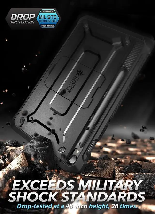 Alt view image 5 of 5 - SUPCASE for Samsung Galaxy Tab S9 FE 10.9 inch Case with Stand (Unicorn Beetle Pro), [Built-in Screen Protector & S Pen Holder] Full-Body Heavy Duty Rugged Tablet Cover for Galaxy Tab S9 FE, Black