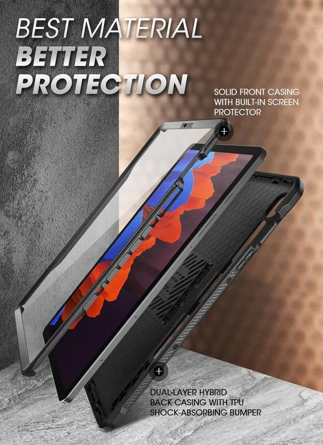 Alt view image 3 of 5 - SUPCASE for Samsung Galaxy Tab S9 FE 10.9 inch Case with Stand (Unicorn Beetle Pro), [Built-in Screen Protector & S Pen Holder] Full-Body Heavy Duty Rugged Tablet Cover for Galaxy Tab S9 FE, Black