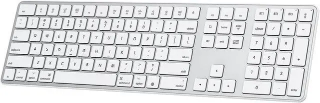 Main image of OMOTON Bluetooth Keyboard for Mac, Wireless Keyboard with Numeric Keypad, Multi-Device, Rechargeable, Compatible with MacBook Pro/Air, iMac, iMac Pro, Mac Mini, Mac Pro Laptop and PC (Silver)