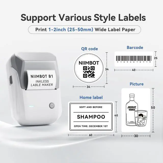 Alt view image 3 of 5 - NIIMBOT B1 Label Maker with 2 Roll Label Tape