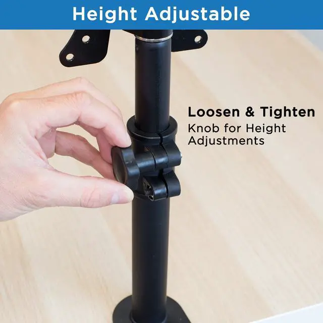 Alt view image 5 of 5 - Mount-It! Single VESA Monitor Mount | Vertical Monitor Desk Stand | Telescoping Pole Height Adjustable | Fits 19 20 21 22 23 24 27 29 30 Inch Computer PC Screens | C-Clamp Base