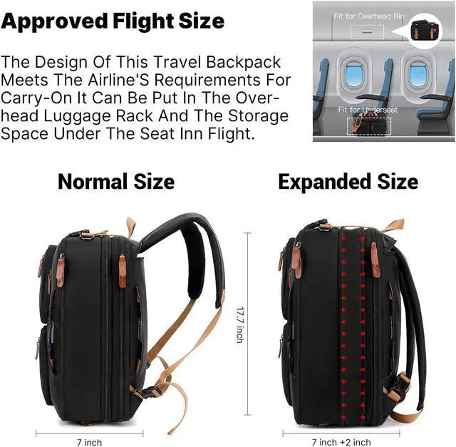 Alt view image 2 of 5 - MOLNIA Expandable Laptop Backpack, 3 in 1 Laptop Bag, 17.3 inch Computer Backpack, Multi-functional Travel Bag, 2022 New Version for Business Casual Travel College School, Men/Women,Black