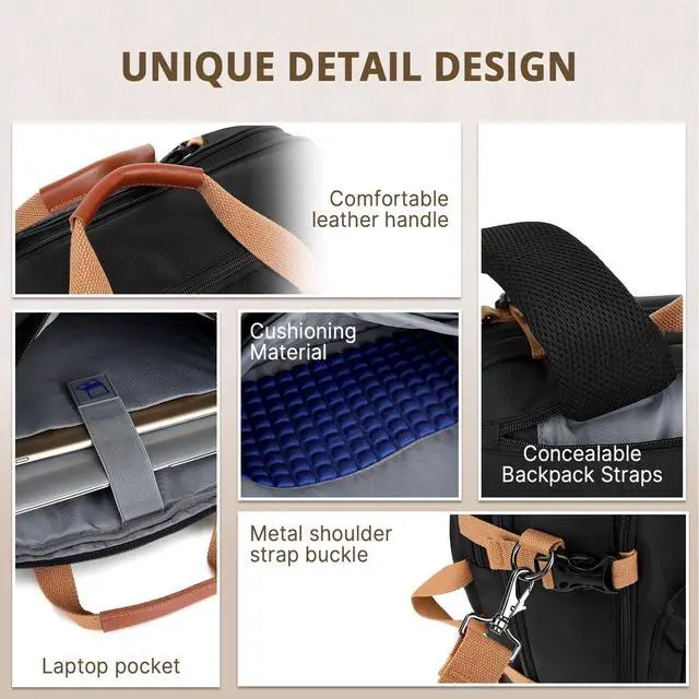Alt view image 4 of 5 - MOLNIA Expandable Laptop Backpack, 3 in 1 Laptop Bag, 17.3 inch Computer Backpack, Multi-functional Travel Bag, 2022 New Version for Business Casual Travel College School, Men/Women,Black