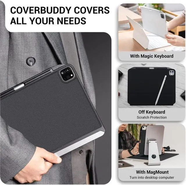 Alt view image 5 of 5 - SwitchEasy CoverBuddy Case for iPad Pro 12.9" Compatible with Magic Keyboard & Smart Keyboard Folio (Keyboard Not Included) | with Pencil Holder | for 2021-2022 iPad Pro 12.9" 5th-6th Gen - Black