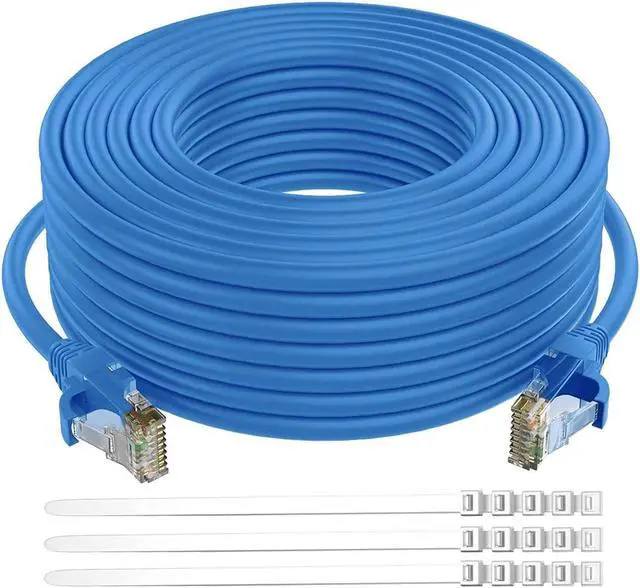 Main image of Adoreen Cat 6 Ethernet Cable 300 Ft-Blue, Outdoor & Indoor Snagless Long Round RJ45 Network Cable, POE, Soft Flexible Gbps Internet LAN Computer Patch Cord for Router Modem Switch Fast Gaming+ Ties