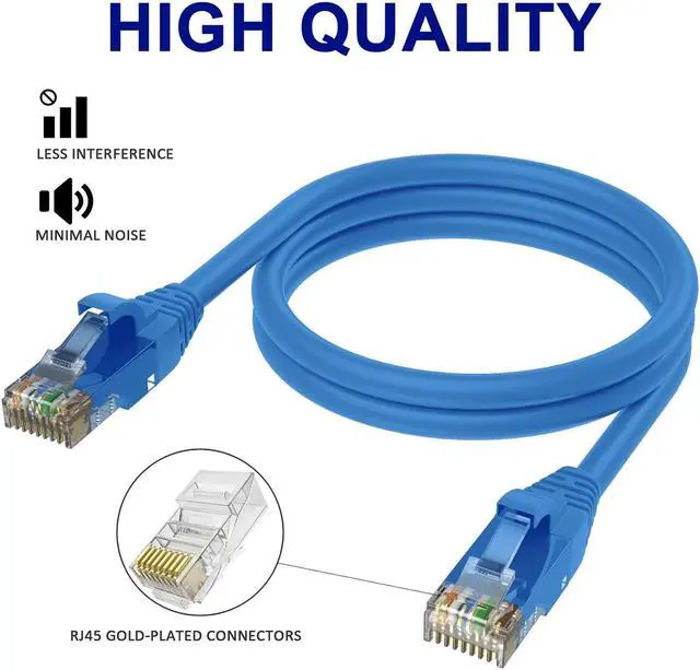 Alt view image 3 of 5 - Adoreen Cat 6 Ethernet Cable 300 Ft-Blue, Outdoor & Indoor Snagless Long Round RJ45 Network Cable, POE, Soft Flexible Gbps Internet LAN Computer Patch Cord for Router Modem Switch Fast Gaming+ Ties