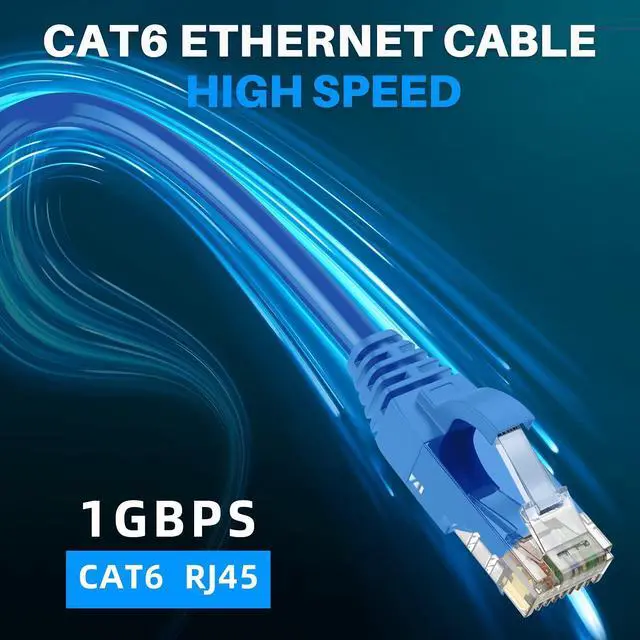 Alt view image 5 of 5 - Adoreen Cat 6 Ethernet Cable 300 Ft-Blue, Outdoor & Indoor Snagless Long Round RJ45 Network Cable, POE, Soft Flexible Gbps Internet LAN Computer Patch Cord for Router Modem Switch Fast Gaming+ Ties