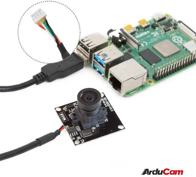 Alt view image 5 of 5 - Arducam 5MP Wide Angle USB Camera for Computer, 1/4" CMOS OV5648 Mini UVC USB2.0 Video Webcam with Microphone, with 3.3ft/1m Cable