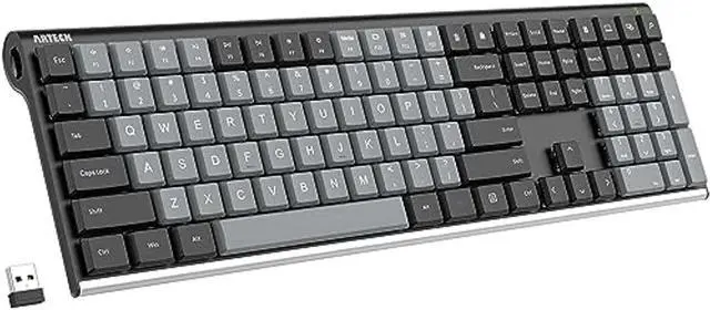 Main image of Arteck Mechanical 2.4G USB Wireless Performance Keyboard, Tacktile Quiet Brown Switches, Stainless Steel Low Profile for PC/Desktop/Laptop/TV and Windows 11/10 Built in Rechargeable Battery Black