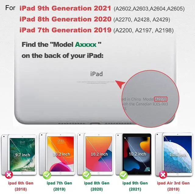 Alt view image 2 of 5 - BATYUE Case for iPad 9th/ 8th/ 7th Generation (iPad 10.2 inch Case 2021/2020/2019) with Screen Protector, Rotating Stand, Hand Strap, Pencil Holder (Light Blue)