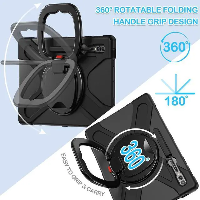 Alt view image 3 of 5 - BATYUE Case for Samsung Galaxy Tab S10 Ultra /S9 Ultra /S8 Ultra 14.6 2024/2023 /2022 SM-X920/X926B/X910/X900, Shockproof Protective Tablet Case with Shoulder Strap, Kickstand, Black