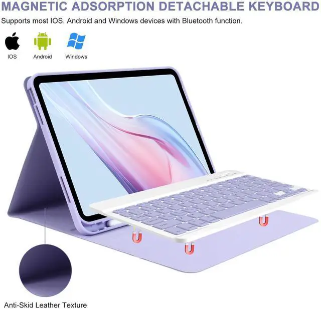 Alt view image 3 of 5 - besky Keyboard Case Compatible for 10th Generation, with Keyboard(Only Compatible with 10th Generation 2022)-Keyboard Case with Pencil Holder,Detachable Bluetooth Keyboard Case