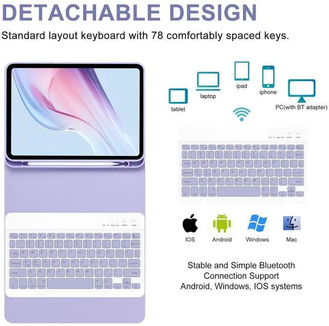 Alt view image 5 of 5 - besky Keyboard Case Compatible for 10th Generation, with Keyboard(Only Compatible with 10th Generation 2022)-Keyboard Case with Pencil Holder,Detachable Bluetooth Keyboard Case