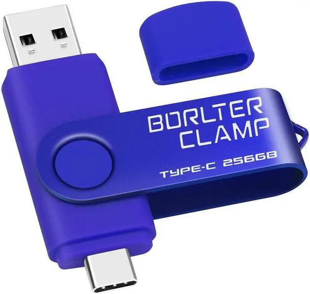Main image of 256GB USB Type-C Flash Drive, BorlterClamp USB C 3.0 Jump Drive Memory Stick Dual Port for Android Smartphones Samsung Galaxy S10/S9/S8/Note 9, LG, Huawei, Tablets & Computer (Blue)