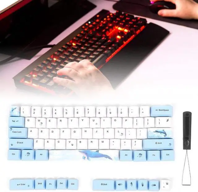 Alt view image 3 of 5 - Replaceable Keycaps,73 PBT Sublimation Keycaps,with Cute Patterns,Abrasion ,Easy to Install,Suitable for Mechanical Keyboards (#5)