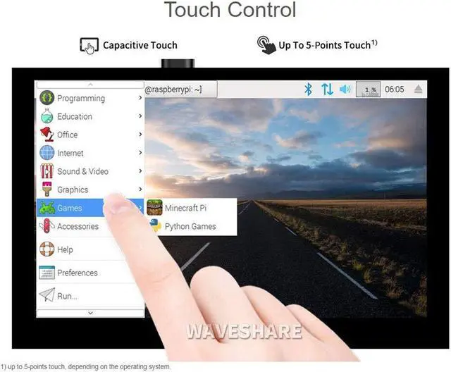 Alt view image 5 of 5 - 5 Inch DSI Touchscreen for Raspberry Pi, 800×480 Capacitive LCD Display, Driver-Free, 5-Point Touch, for Pi 5/4/3B+/CM4, Supports Raspberry Pi OS, Ubuntu, Retropie, RoPieee
