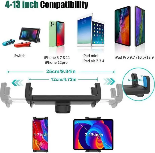 Alt view image 4 of 5 - Cuxwill Wall Mount Tablet Holder for 4-13" iPad Phone, Universal Flexible Metal Heavy Duty Wall Stand for iPad Pro 12.9 Air Mini, Samsung Tab, Kindle Fire HD, iPhone - for Kitchen, Bedroom, Warehouse
