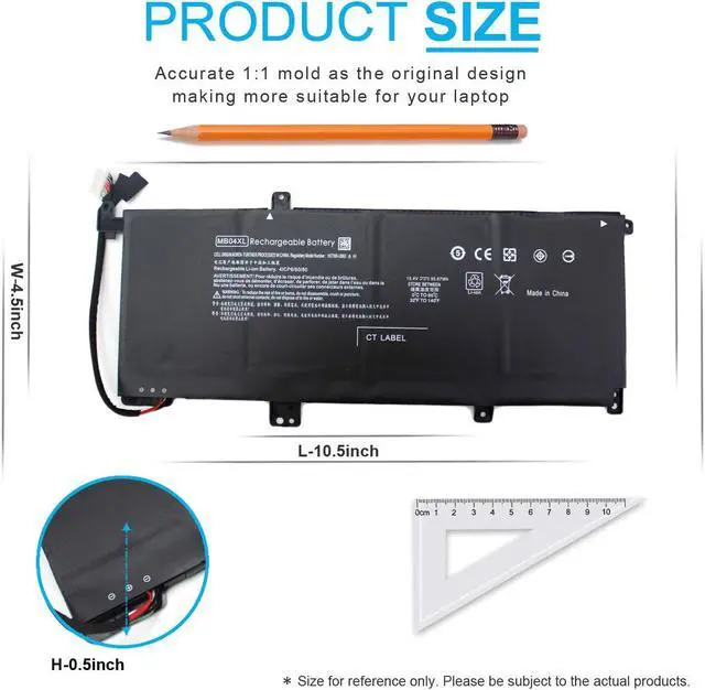 Alt view image 3 of 5 - MB04XL 844204-850 Battery for HP Envy x360 m6-aq105dx m6-aq103dx m6-aq003dx m6-aq005dx m6-AR004dx Convertible PC 15-aq273cl 15-aq166nr 15-aq110nr 15-aq015nr aq101ng 843538-541 HSTNN-UB6X 55.67Wh