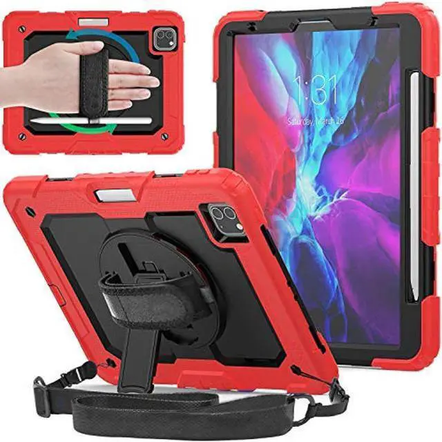 Main image of DuraSafe Cases for iPad PRO 11 Inch 1st 2nd 3rd 4th Gen [ Pro 11 1/2 / 3/4 ] A2759 A2435 A2761 A2762 A2377 A2459 A2301 A1980 A1934 A2013 A2228 A2068 A2230 Shock Proof Cover with Shoulder Strap - Red