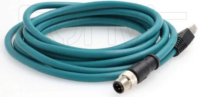 Alt view image 2 of 3 - Eonvic M12 4 Position D-Coded Male to RJ45 High Flex Cat5e Industrial Ethernet Shielded Waterproof Cable(3M, Blue)