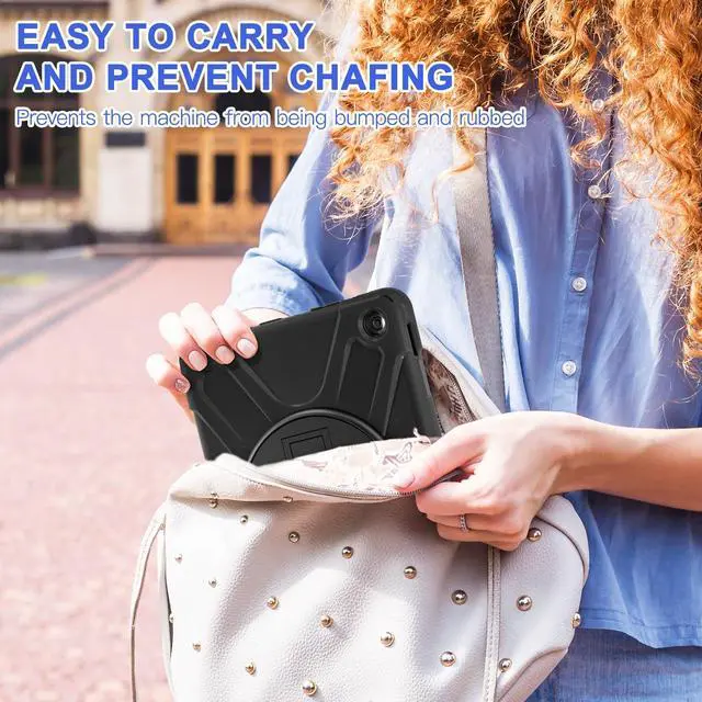 Alt view image 5 of 5 - for Amazon Fire HD 10 & Fire HD 10 Kids Pro Tablet Case (13th Gen, 2023 Release), Heavy Duty Shockproof Case with Hand/Shoulder Strap Rotating Kickstand, Black