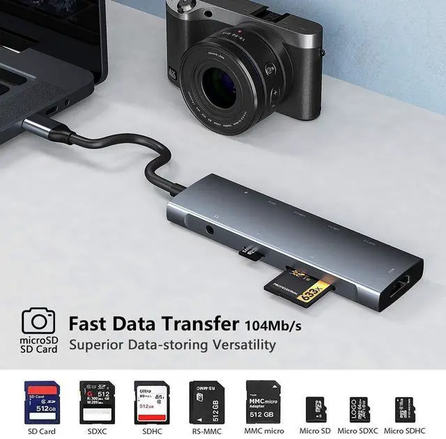 Alt view image 5 of 5 - USB C Adapter Docking Station for Galaxy dex iPad Pro,USB-C Multiport Adapter with 4K HDMI,3.5mm Jack,PD 100W,3 USB3.0,SD/TF Card Slot,for MacBook iPhone 15 Samsung Tab