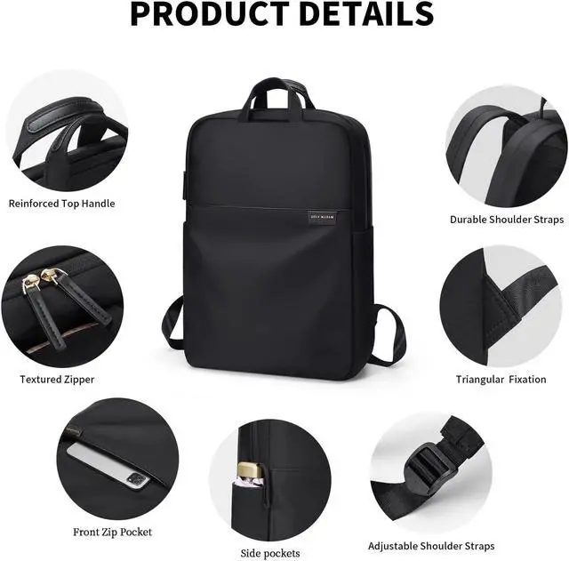 Alt view image 2 of 5 - GOLF SUPAGS Travel Laptop Backpack for Women Anti Theft Slim Durable College Bookbag Business Computer Bag Fit 15.6Inch Notebook (Black, 15.6Inch)