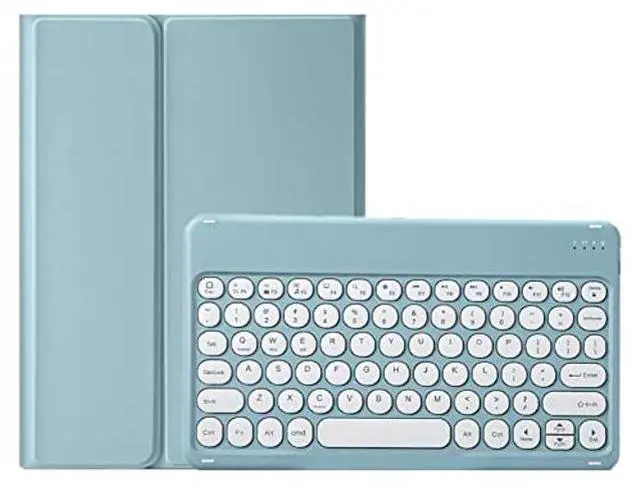 Main image of KMXDD Cute Keyboard Case for iPad mini7 A17 Pro 2024, iPad Mini 6th Generation 2021 Keyboard Case Round Key Removable Bluetooth Keyboard Cover Support Pencil Charging,Mist Blue