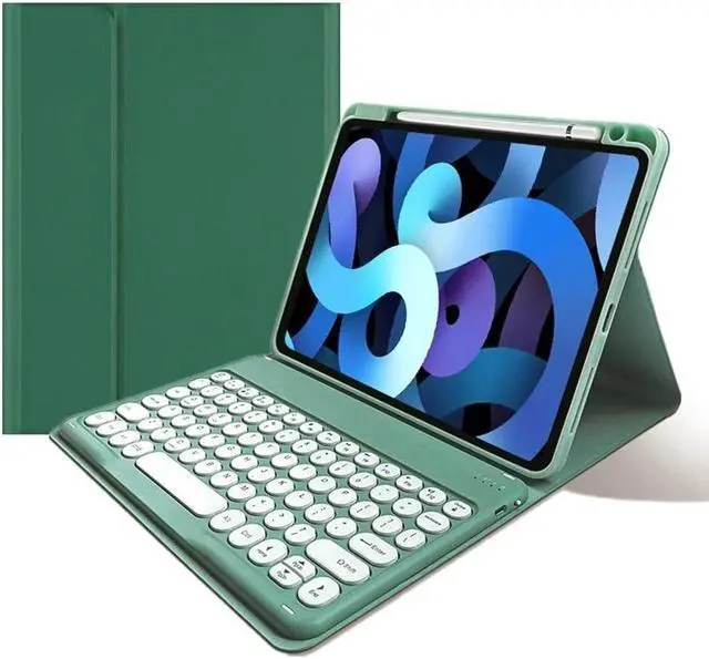 Alt view image 2 of 5 - KMXDD Cute Keyboard Case for iPad Mini 7th Generation2024 iPad Mini 6 2021 Keyboard Case Round Key Removable Bluetooth Keyboard Cover Support Pencil Charging,Dark Green