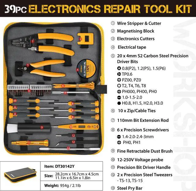 Alt view image 2 of 5 - Hi-Spec 39pc Electronics Repair & Opening Tool Kit Set for Laptops, Phones, Devices, Computer & Gaming Accessories. Precision Small Screwdrivers with Pentalobe Bits for iPhones & MacBooks