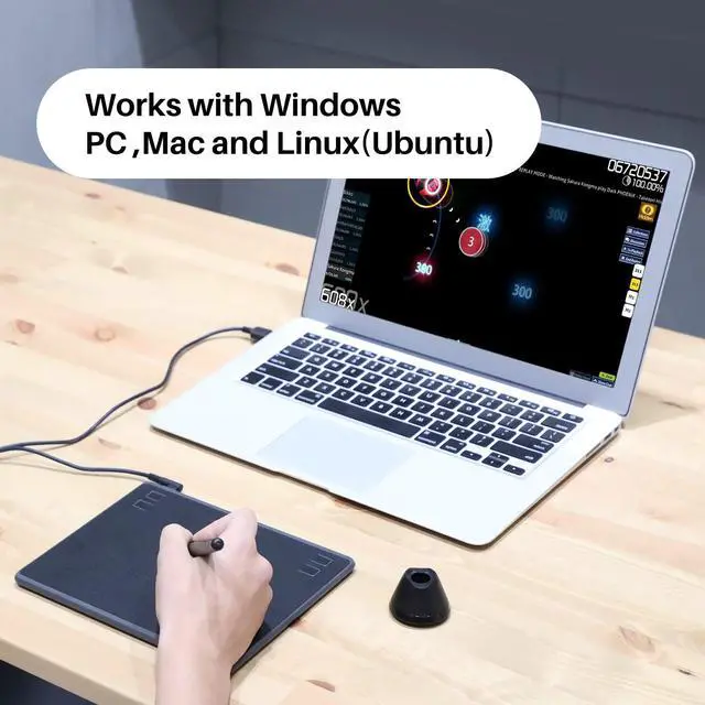 Alt view image 2 of 5 - HUION HS64 Digital Drawing Tablet with Battery-Free Stylus and HUION Artist Glove for Linux, Windows, Mac and Android