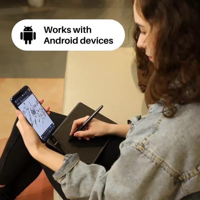 Alt view image 3 of 5 - HUION HS64 Digital Drawing Tablet with Battery-Free Stylus and HUION Artist Glove for Linux, Windows, Mac and Android