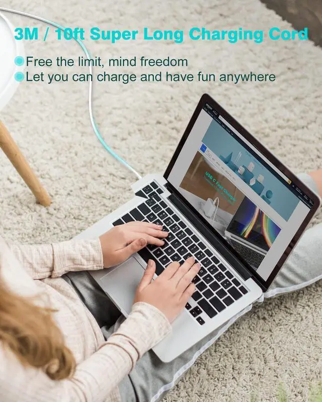 Alt view image 4 of 5 - 70W USB C Charger +96W 10FT USB C Power Adapter for MacBook Air MacBook Pro