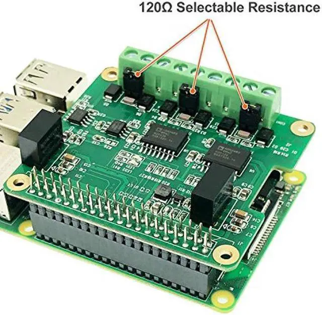 Alt view image 5 of 5 - RS485 CAN HAT for Raspberry Pi Via SPI Onboard 1 x CAN Bus MCP2515 Transceiver 2 x RS485 Bus SC16IS1752, Signal and Power Isolated, ESD Protection Port, Stable Long-Distance Communication Module