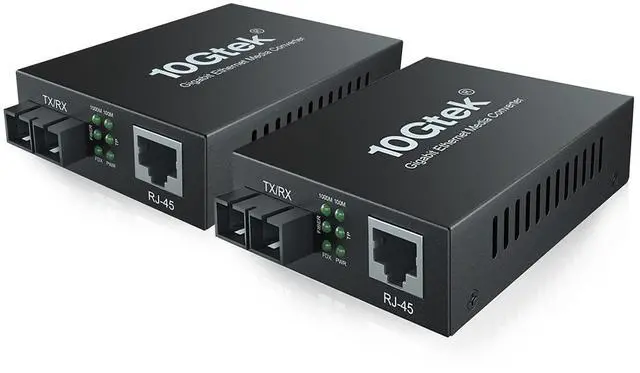 Main image of ipolex Gigabit Multi-Mode SC Fiber to Ethernet Media Converter, Built-in SFP Fiber Module, 850nm, MMF, Duplex, up to 550 Meters, Dual SC Fiber to 10/100/1000Base-TX (UTP/STP/Cat5e/Cat6 RJ45), 2 Pack