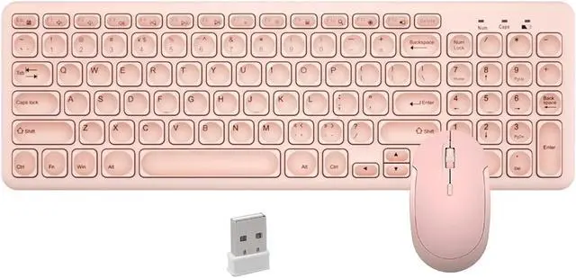 Main image of Wireless Keyboard and Mouse Combo,JieruiDeng 2.4Ghz USB Cordless Slim Silent Keyboard and Mouse Kit Home Office Game Use for Computer,Laptop,PC Desktops,Mac (Pink)