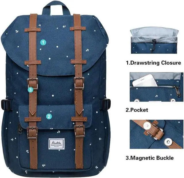 Alt view image 3 of 5 - KAUKKO Laptop Outdoor Backpack, Traveling Rucksack Fits 15.6 Inch Laptop(13-BLUE)