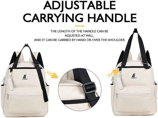 Alt view image 2 of 5 - Kah&Kee Backpack Purse For Women Man Convertible Backpack Tote With Laptop Compartment 14 Inch Work Backpacks Waterproof Nurse Teacher Bag College Tote Daypack (Light Gray)