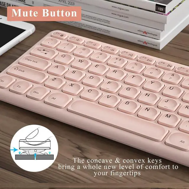 Alt view image 3 of 5 - Wireless Keyboard and Mouse Combo,JieruiDeng 2.4Ghz USB Cordless Slim Silent Keyboard and Mouse Kit Home Office Game Use for Computer,Laptop,PC Desktops,Mac (Pink)