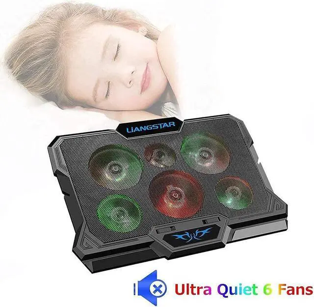 Alt view image 3 of 5 - Laptop Cooling Pad, Laptop Cooler with 6 Quiet Led Fans for 15.6-17 Inch Laptop Cooling Fan Stand