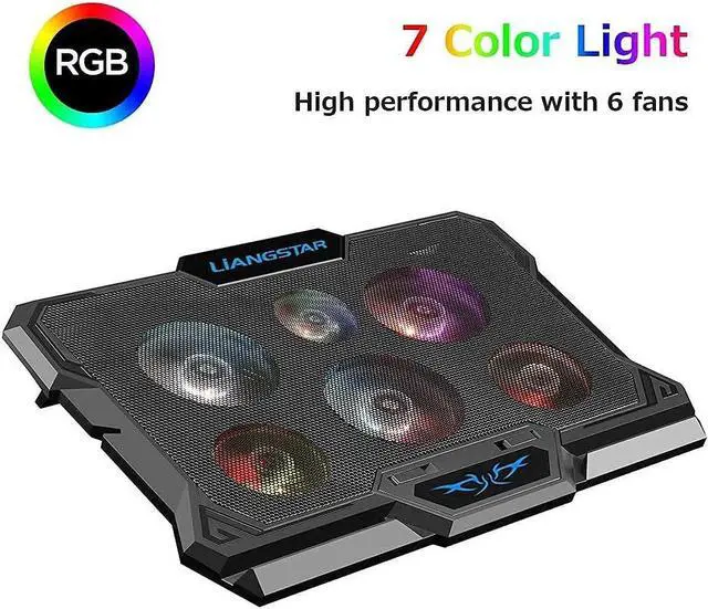 Alt view image 4 of 5 - Laptop Cooling Pad, Laptop Cooler with 6 Quiet Led Fans for 15.6-17 Inch Laptop Cooling Fan Stand