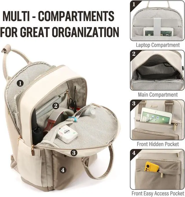 Alt view image 2 of 5 - LOVEVOOK Laptop Backpack for Women 15.6 Inch Laptop Bag with USB Port, Fashion Waterproof Backpacks Teacher Nurse Stylish Travel Bags Vintage Daypacks Bookbag for College School Work