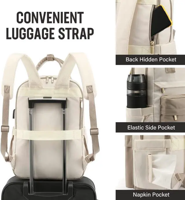 Alt view image 4 of 5 - LOVEVOOK Laptop Backpack for Women 15.6 Inch Laptop Bag with USB Port, Fashion Waterproof Backpacks Teacher Nurse Stylish Travel Bags Vintage Daypacks Bookbag for College School Work