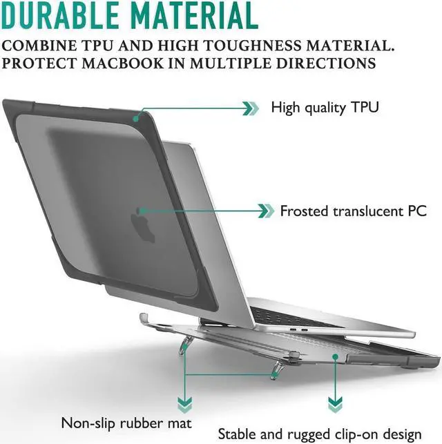 Alt view image 3 of 5 - May Chen for MacBook Pro 16 inch Case 2019 Release A2141, Strong Case [Heavy Duty][Dual Layer] Hard Case Cover with Rubberized TPU Bumper for MacBook Pro 16" with Touch Bar and Touch ID, Grey