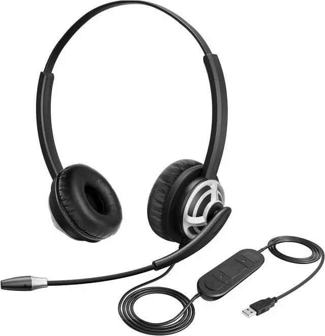 Main image of MKJ USB Headset for Call Centers & Office - Noise Canceling Microphone, Wired USB Headphone for Computer PC Laptop, Compatible with Zoom, Ms Teams, Webex, Google Meet, Ideal for Hybrid Workspaces